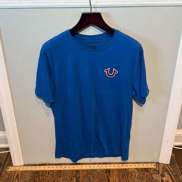 True Religion Buddha Logo Crew Graphic Short-Sleeve T-Shirt Blue Mens Size XL - Picture 1 of 6